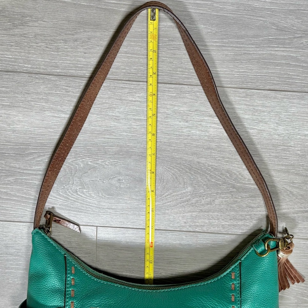The SAK Kendra Hobo Shoulder Bag. Teal and Brown Leather. - Picture 8 of 12